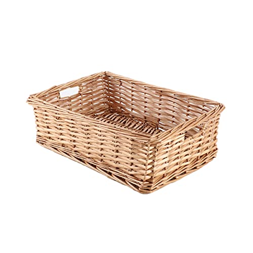 YAHUAN Rectangular Wicker Storage Basket Woven Rattan Basket with Handle, Baskets for Organizing Bathroom,Bedroom,Living room,Pantry (Wicker) | Wicker Storage Basket Woven Rattan Basket with Handle, Baskets for Organizing Bedroom,Living room,Pantry - colo