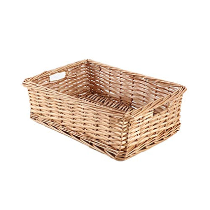 YAHUAN Rectangular Wicker Storage Basket Woven Rattan Basket with Handle, Baskets for Organizing Bathroom,Bedroom,Living room,Pantry (Wicker) | Wicker Storage Basket Woven Rattan Basket with Handle, Baskets for Organizing Bedroom,Living room,Pantry - colo