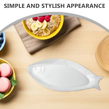 Hemoton Ceramic Fish Serving Platter 12.59X6.29X0.98In Oval Dinner Plate for Steamed Fish Snacks Appetizers Versatile Food Serving Dish for Home Restaurant Kitchen - size: 31x14.5cm