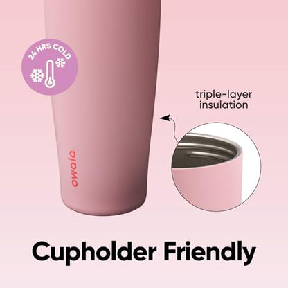Owala FreeSip Tumbler Stainless Steel Water Bottle 40 oz Angel Food Cake | Triple-Layer Insulation | Leak-Proof Lid with Push-Button | Double Threaded Lid for Left and Right-Handed Drinking - color: Angel Food Cake, size: 40 Ounces