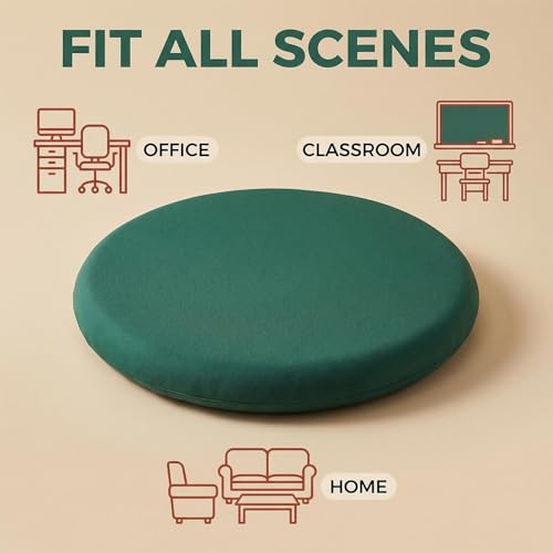 Round Chair Cushion, Memory Foam Filling, Knitted Cotton Cover, Removable Zipper Design, Light Gray, Pink, Coffee, Green (Green, 16 Inch) - color: Green, size: 16 Inch