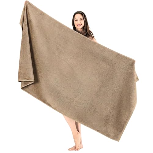 SALBAKOS Luxury 100% Turkish Cotton Bath Sheet 40x80 in (1-Piece, Taupe) | Extra Large Jumbo Oversized Bathroom and Beach Towel, Super Soft Highly Absorbent Thick Premium Hotel Quality, Made in Turkey - color: Taupe, size: Jumbo Bath Sheet