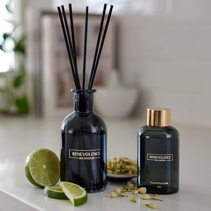 Benevolence LA Bergamot & Jasmine Reed Diffuser Oil Refill – 4 oz Long-Lasting Essential Oil Refill for Home Fragrance Diffusers – Compatible with Benevolence LA Black Reed Diffusers - size: 4.00 oz