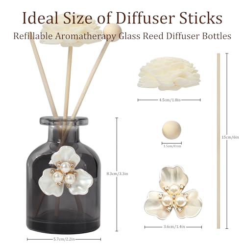 Empty Fragrance Glass Reed Diffuser Bottles 100ml/3.5oz 4 Pack with 12pcs Reed Diffuser Sticks,Refillable,Aromatherapy Storage Containers,DIY Replacement for Reed Diffuser Sets(4 Color)