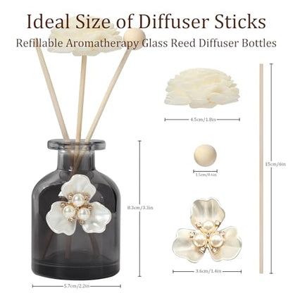 Empty Fragrance Glass Reed Diffuser Bottles 100ml/3.5oz 4 Pack with 12pcs Reed Diffuser Sticks,Refillable,Aromatherapy Storage Containers,DIY Replacement for Reed Diffuser Sets(4 Color)
