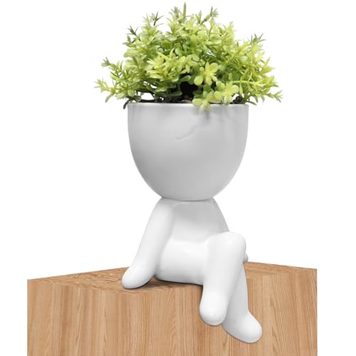 Zerzsy Fake Succulents for Office Decorations for Work Desk Women Fake Plants Office Decor - Small Plants for Work Cubicle Decor - Desk Decorations for Women - Set of 1 - color: White-d