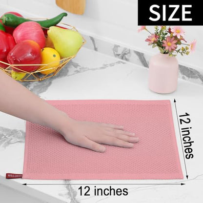 Homaxy 100% Cotton Waffle Weave Kitchen Dish Cloths 12-Pack, Dried Rose | 12 x 12 Inches, Ultra Soft Absorbent Dish Towels, Quick Drying Dish Rags with Hanging Loop - color: Dried Rose, size: 12 X 12 - 12 Pack