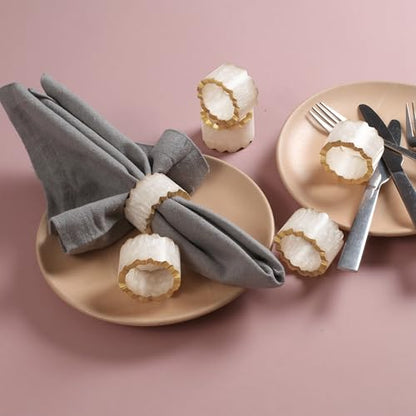 Epoxy Resin Napkin Rings, Rustic, Set of 6 | Epoxy resin, 2x2x1 in. each, smooth finish, reusable, holidays, weddings, dinner parties, family gatherings, artisan - color: Smoky Ivory, size: 2 x 1.2 x 2 - inch (Pack of 6)