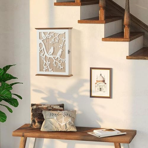 Wood Wall Mounted Key Holder 6 Key Hooks Key Organizer for Entryway | Wood wall mounted organizer rack with 6 key hooks decorative key hanger holder home decor office entryway hallway