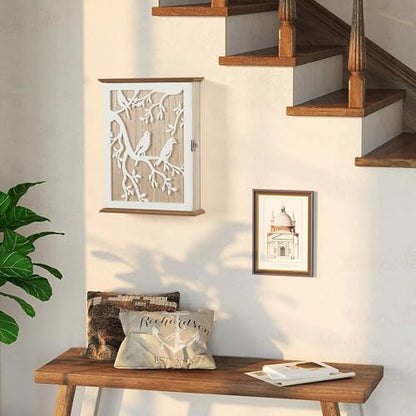 Wood Wall Mounted Key Holder 6 Key Hooks Key Organizer for Entryway | Wood wall mounted organizer rack with 6 key hooks decorative key hanger holder home decor office entryway hallway