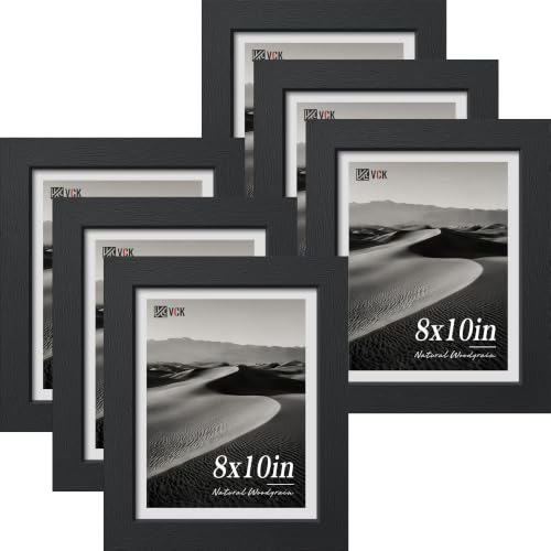 VCK 8x10 Picture Frame - 6 Pack, Black Wide Border Wood 10x8 Photo Frames, Multi-Directional Display Family Photos, Office Prints, Studio/Gallery, Tabletop & Wall Hanging - color: Black, size: 8 x 10