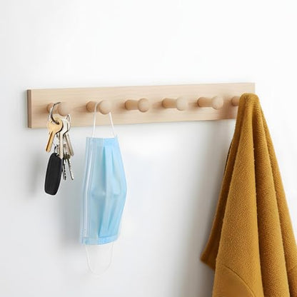 12 Pcs Wood Pegs,3.68 Inch Unfinished Wooden Pegs for Hanging,Wood Peg Hooks for Crafts, Hangings Clothes Hats Keys Bags Towel, DIY Paint Color, Screw-on