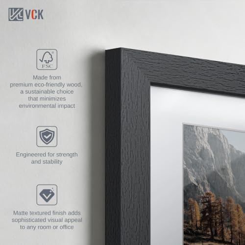 VCK Picture Frame 8x10 Inch Display Picture 5x7 with Mat or 8x10 without Mat Set of 2 Photo Frame with High Definition Real Glass Front Display Tabletop and Wall Mounting Black - color: Black, size: 8x10, style: 2 Pack
