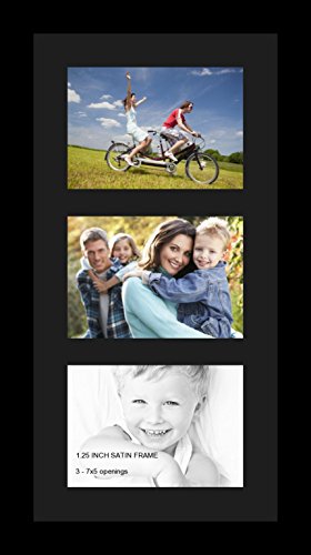 ArtToFrames Collage Photo Frame Single Mat with 3-5x7 Openings with Satin Black Frame and Black mat. - color: 3 - 5x7 - (2157), size: Black
