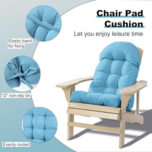 Adirondack Chair Cushion, Rocking Chair Cushion 44x19.4x4 inch, High Back Patio Cushions of Upper and Lower with Ties, Sunscreen and Fade-Resistant (Baltic Sea, 2) - color: Baltic Sea