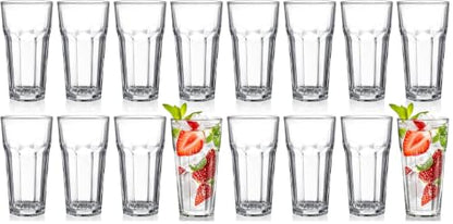 Yopay Set of 8 Highball Drinking Glasses, 12oz Lead-Free Tempered Water Glasses Thick Heavy Base, Clear Iced Hot Tea Glassware for Cocktail, Juice, Milkshake, Soda Beer Tumbler Cup (Pack of 2) - size: 12 oz (Pack of 2)