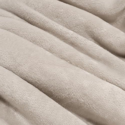 BEAUTEX Sherpa Fleece Twin Blankets Soft Fluffy Flannel Plush Cozy | Fuzzy Dusty Blue Cuddle Blanket for Couch, Bed, Sofa, Adults (60" x 80", Dusty Blue) - color: Beige, size: Twin-60"x80"
