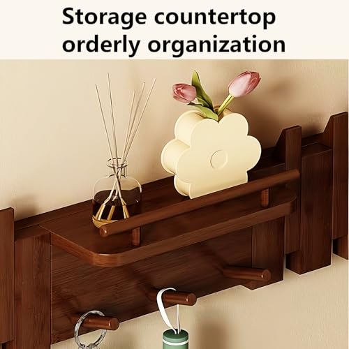 Wall Mounted Piano Key Hanger | Flip Style Hook | Entrance Wall Art Hook, Made of Oak Wood (3 Times Painted, 4 Times Polished) (Fence Walnut, 10Hooks) - color: Fence Walnut, size: 10Hooks