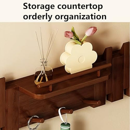 Wall Mounted Piano Key Hanger | Flip Style Hook | Entrance Wall Art Hook, Made of Oak Wood (3 Times Painted, 4 Times Polished) (Fence Walnut, 10Hooks) - color: Fence Walnut, size: 10Hooks