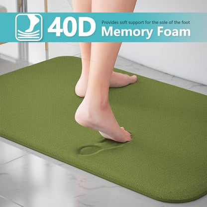 Green Bathroom Set Extra Soft Memory Foam Bath Mat Sets 3 Piece Non Slip Absorbent & Dry Living Mat Sets Washable Bath Carpets with Toilet Rug,Bath Rugs for Bathroom,Tub,Shower,Kitchen,Bedroom - color: Lime Green