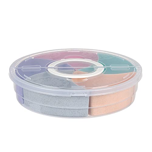 Circle Fruit Tray Separable Snacks Bowl Nut Food Candy Picnic Salad Storage Containers Plastic Platter Divided Serving Tray Portable 5 Compartments with Lid