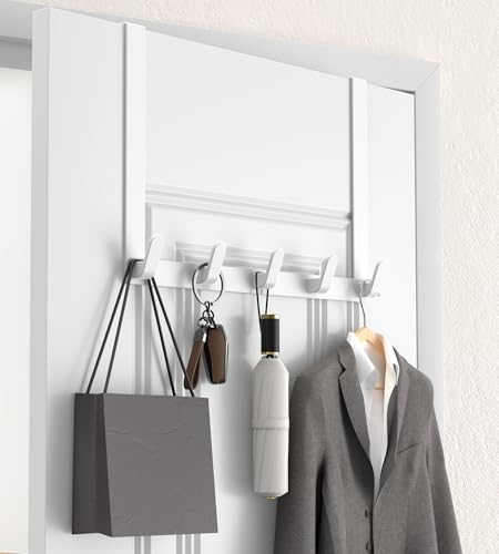 KitchLife Long Over The Door Hooks Hanger with 15.75" Extended Arms, Fits 1 3/4" Doors, L40U - Upgraded Thickened Heavy Duty Bathroom Accessories and Towel Rack Organization - 1 Pack, Glossy White - color: Glossy White, size: Fits 1-3/4" Doors with 15.75"
