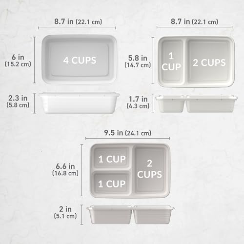 Bentgo Prep 60-Piece Meal Prep Kit - Reusable PFAS & BPA-Free Food Containers, 1-Compartment, 2-Compartment, & 3-Compartments - Microwave, Freezer, & Dishwasher Safe (White Stone) | Portion Control, Stackable, PFAS & BPA-Free, Microwave, Freezer & Dishwas