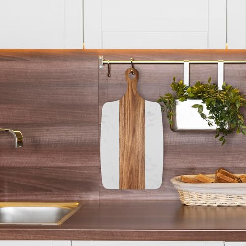 Marble charcuterie board: Acacia wood marble chopping board - suitable for kitchen, great gift for friends (white) - color: White