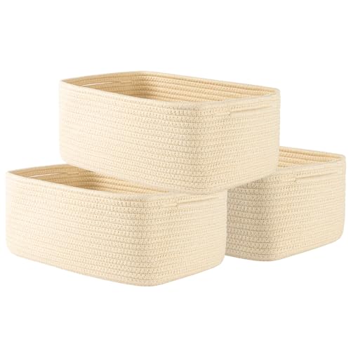 KALLAX Small Woven Storage Basket for Organizing, 13.5x9.5x5 inches, 3 Pack | Shelf baskets for closet organization, toy storage and home decor, Perfect as empty gift baskets for holidays, Beige - color: Beige, size: 13.5"L x 9.5"W x 5"H