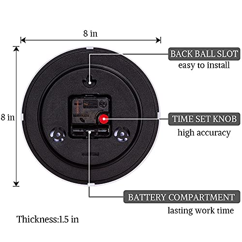 SAC SMARTEN ARTS Silent Wall Clocks Battery Operated Wall Clock for Kids White Non-Ticking Easy to Read Wall Clock for Bathroom Kitchen Living Room Bedroom in 8 Inches - color: 02 Silver
