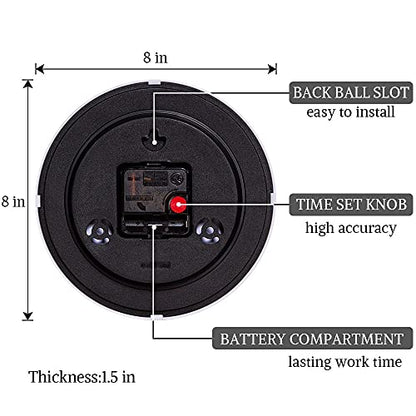SAC SMARTEN ARTS Silent Wall Clocks Battery Operated Wall Clock for Kids White Non-Ticking Easy to Read Wall Clock for Bathroom Kitchen Living Room Bedroom in 8 Inches - color: 02 Silver