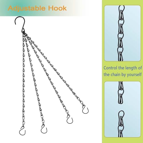 21 Inches 4 Leads Hanging Baskets Chains for Hanging Plant Flower Pot Hanger Bird Feeder Lanterns Billboard, Wall-Mounted Replacement Plant Hangers for Garden Balcony Yard Kitchen(Black,2 PCS)