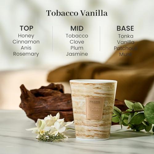 M&SENSE Tobacco Vanilla Scented Soy Candle, 3 Wick Highly Scented 14.1 Oz 75H, Aromatherapy Christmas Gift for Women and Men - color: TobaccoVanilla, size: Medium