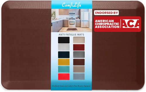 ComfiLife Anti Fatigue Floor Mat – 3/4 Inch Thick Kitchen Mats for Floor, Standing Desk Mat, Kitchen Rug – Comfort at Home, Office – Durable – Stain Resistant – Non-Slip Bottom (20" x 39", Brown) - color: Brown, size: 20" x 39"