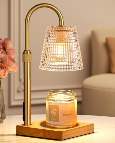 Hong-in Candle Warmer Lamp with Timer, House Warming Gifts New Home Decor | Dimmable & Adjustable Height, Electric Wax Warmer for Scented Wax Jar Candles,Gifts for Women Mom Sister - color: A-Clear, size: 11.8" Height