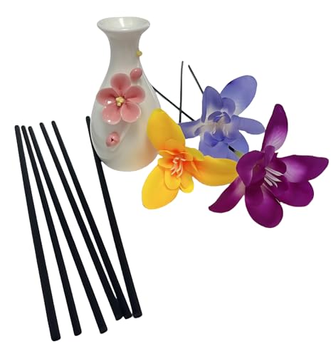Ceramic Reed Diffuser Kit - Desktop Decorative Vase-Small and Exquisite 2oz | Suitable for essential oil diffusion, home decoration, and female office desk accessories,ceramic vase