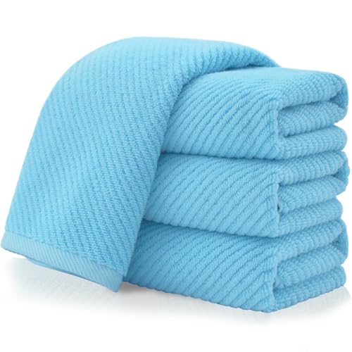 VOOVA & MOVAS Bathroom Hand Towels 4PC, 100% Cotton, 18x28 in, Blue | Thick, Quick Dry, Soft, Absorbent, Bathroom Essentials, Suitable For Shower, Spa, Household Use - color: Ocean City Blue, size: 4 PC Hand Towel Set