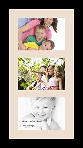 ArtToFrames Collage Photo Frame Single Mat with 3-5x7 Openings with Satin Black Frame and Alabaster mat. - color: 3 - 5x7 - (2157), size: Alabaster
