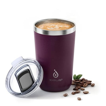 Ideus 20 oz Tumbler, Travel Coffee Mug with Splash Proof Sliding Lid, Double Wall Stainless Steel Vacuum Insulated Coffee Mug for Home and Office, Keep Beverages Hot or Cold, Red Violet - color: Red Violet