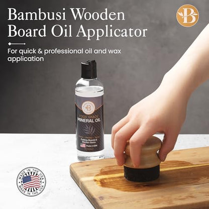 Cutting Board Oil Applicator Brush - Bamboo Wood Oil Brush for Applying Mineral Oil, Wax, Conditioner & Butcher Block Oil on Cutting Boards, Bamboo Boards, Wooden Utensils, Kitchen Maintenance Tool - color: Bamboo