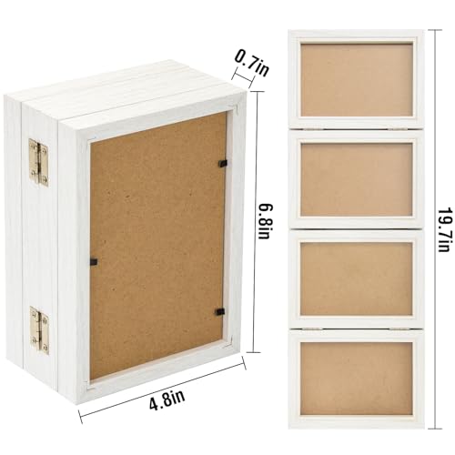 POILKMNI 4x6 In Four Picture Frame 4 Hinged Photo Frame with 4 Openings | Natural Wood Foldable Photo Frame High Definition Acrylic for Mothers Day Father's Day Christmas Gift, Family Picture, White - color: White, size: 4x6