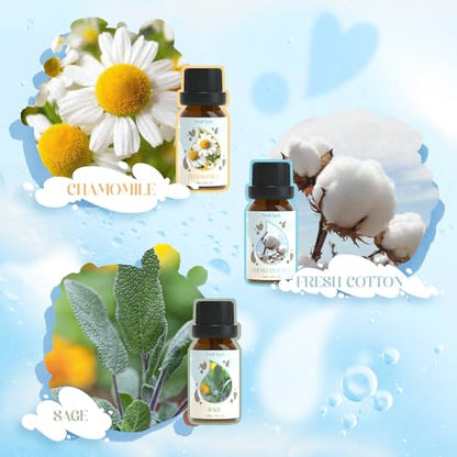 Soulorigin Laundry Fragrance Oils Set, Essential Oil for Diffuser, Aromatherapy Gift, Clean Scent Diffuser Oil, Use with Wool Dryer Balls,Chamomile, Fresh Cotton, Sage, Cedar, Lavender, Cherry Soap - color: Laundry