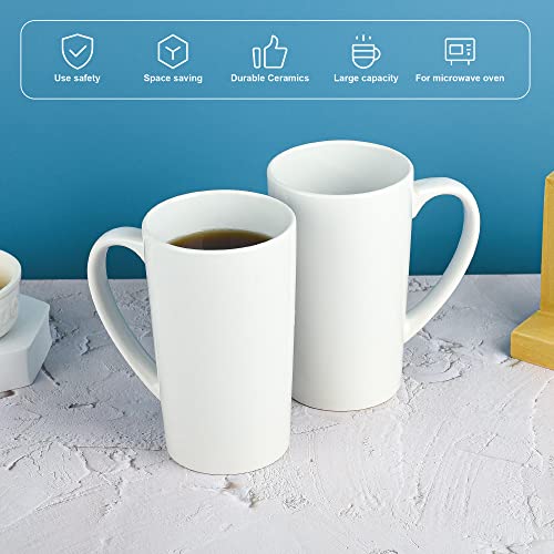 BYCNZB 22oz white Super Large tall Ceramic Coffee Mugs Large Handles Set of 4 - color: tall white