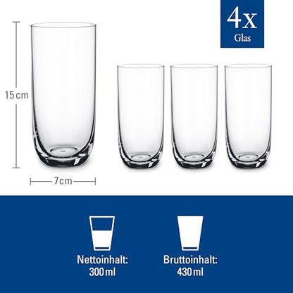 Villeroy & Boch La Divina Longdrink Glass, Set of 4, Tall Glass for Water/Cocktails, 13.5 oz, Crystal | Crystal glass long drink glasses, dishwasher safe, perfect for a gin and tonic or an easy cocktail evening - style: Highball