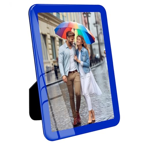 Bluesun 4x6 Picture Frame Blue,Vertical & Horizontal Wall & Tabletop | 4×6 Blue Photo Frame with Tempered Glass & Rounded Corners, 6x4 Frames for Home, Living Room Bedroom Hallway Office - color: Blue, size: 4x6 （1 Pcs）