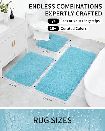 Toilet Rugs U-Shaped Mat 24x22, Contour Bathroom Mat - Ultra Soft & Absorbent Microfiber, Quick-Dry, Machine Washable with High Density Foam Latex Non Slip Backing, Teal - color: Teal, size: 24" X 22"(Toilet Rug)