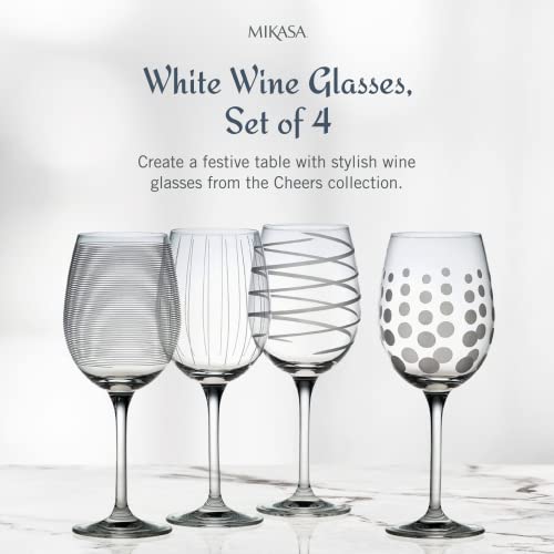 Mikasa Cheers White Wine Glasses Set of 4, 16-Ounce Elegant Glassware, Durable and Dishwasher Safe, Perfect for Everyday or Entertaining - style: White Wine Glass