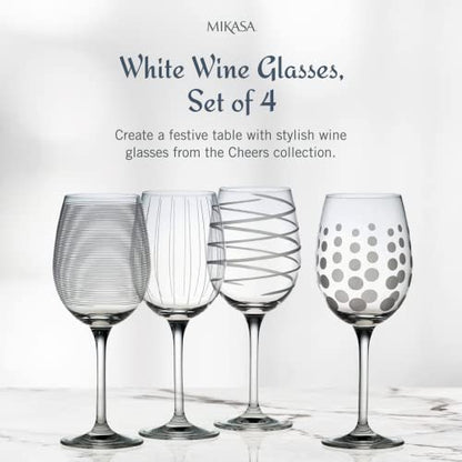 Mikasa Cheers White Wine Glasses Set of 4, 16-Ounce Elegant Glassware, Durable and Dishwasher Safe, Perfect for Everyday or Entertaining - style: White Wine Glass