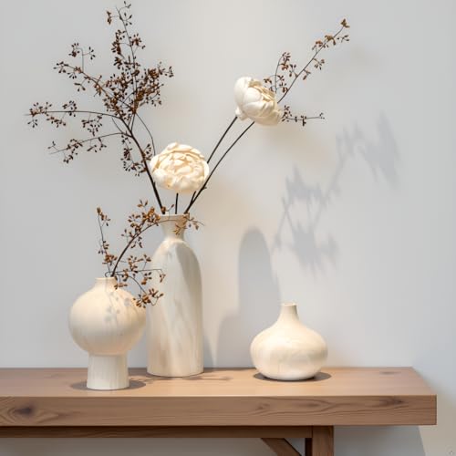 White Ceramic Vase Set of 3
