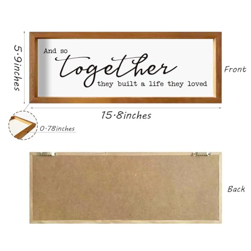 ENGVZ Wood Picture Frame Wall Decor Building A Shared Life Together Sign | 15.8 X 5.9 X 0.78 Inches, Rustic Wooden, Handwritten Text, Marriage Gift, Living Room Bedroom Display - color: Family 3
